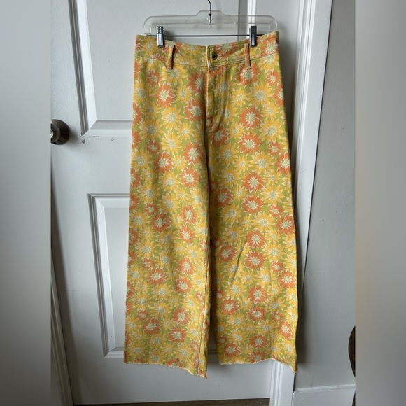 Zara Marine Straight Sunflower Pants Sz 10 - Picture 3 of 6
